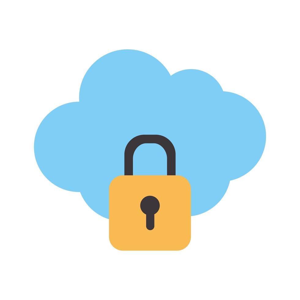 cloud with a padlock on a white background vector