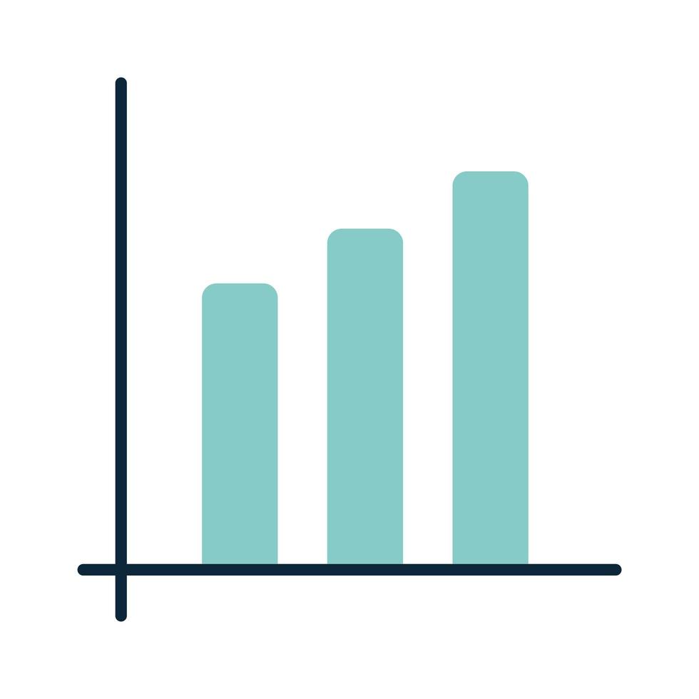 estadísticas con tres barras azules vector