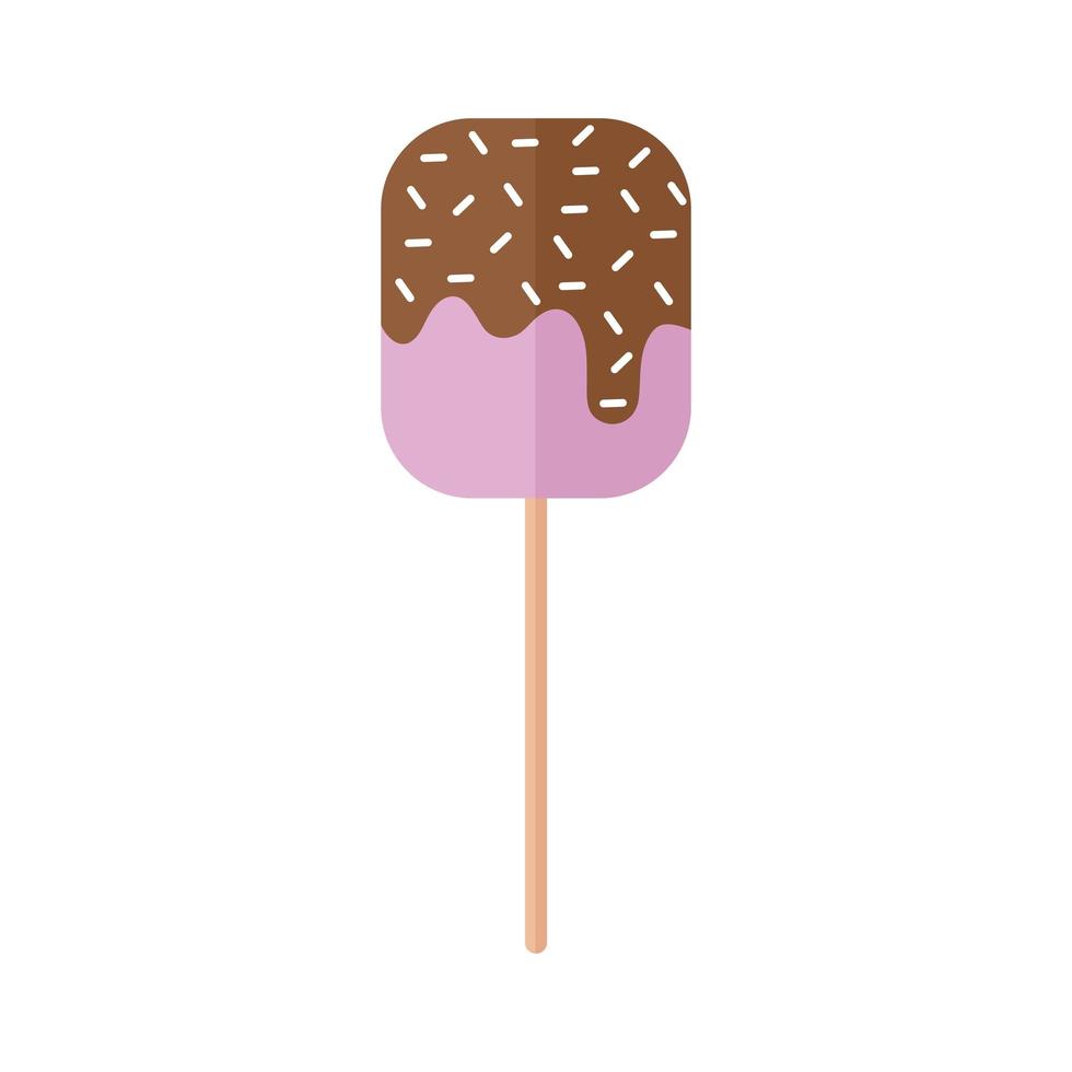 popsicle with a pink color and chocolate vector