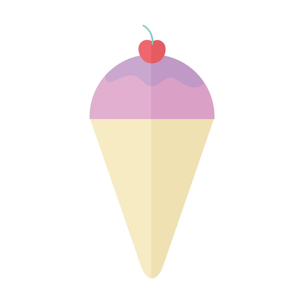 ice cream with a pink and purple color and one cherry in the top vector