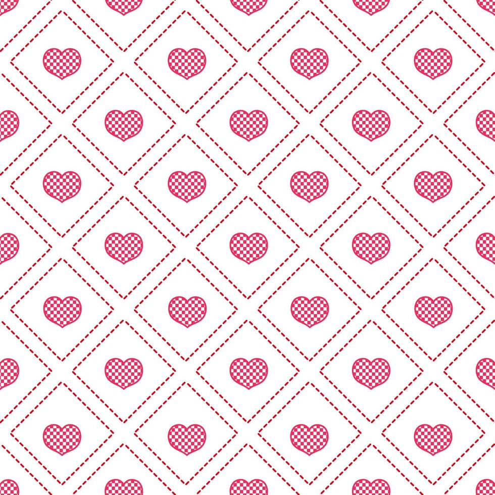 Sweet seamless pattern design of heart shapes in square frame. Decorating for wrapping paper, wallpaper, fabric, backdrop and etc. vector