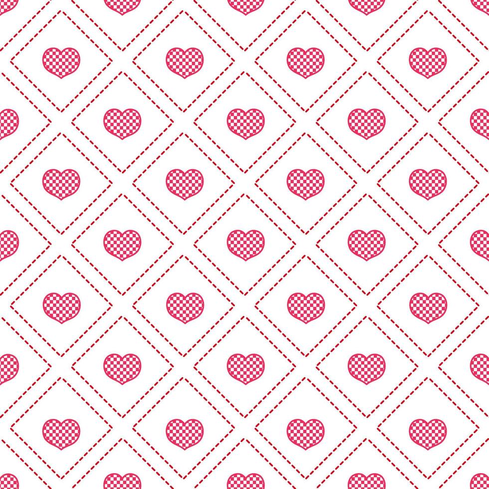 dulce diseño de patrones sin fisuras de formas de corazón en marco cuadrado. decoración para envolver papel, papel tapiz, tela, telón de fondo, etc. vector