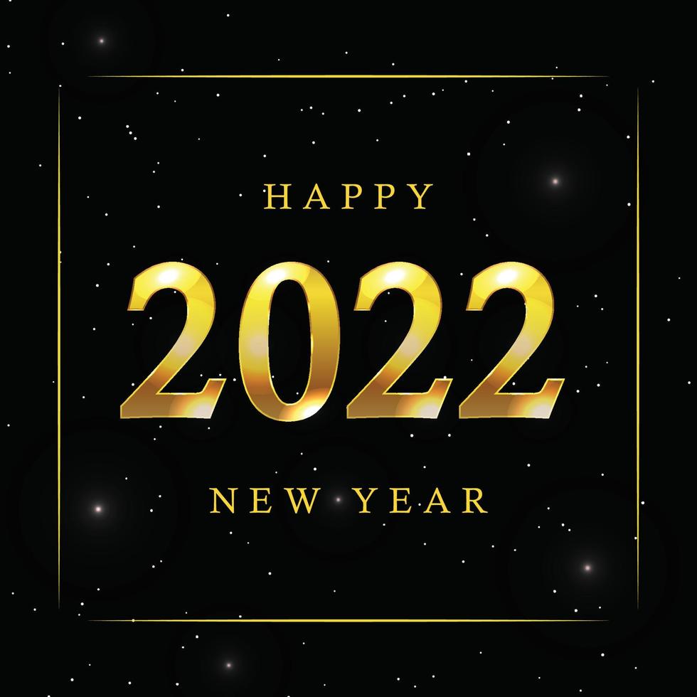 feliz año nuevo 2022 con oro sobre fondo negro vector