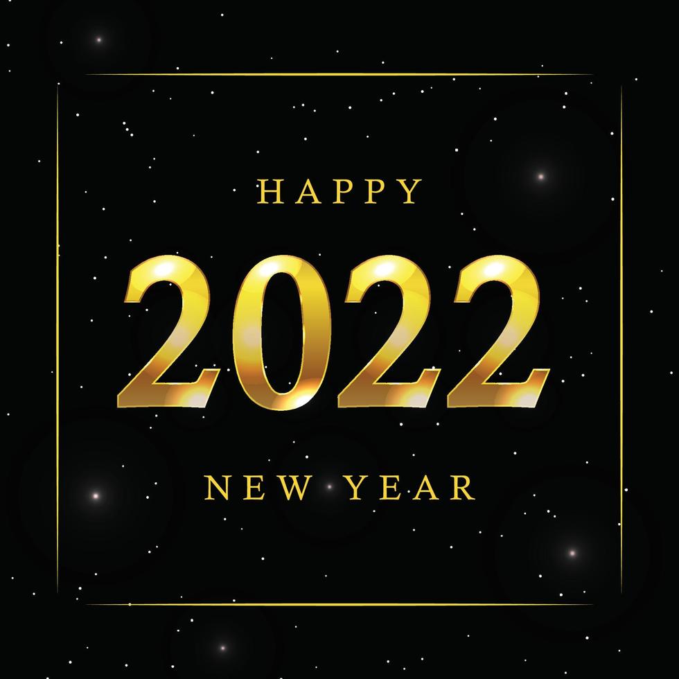 Happy New Year 2022 with Gold on Black Background vector