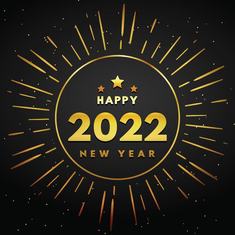 feliz año nuevo 2022 con oro sobre fondo negro vector