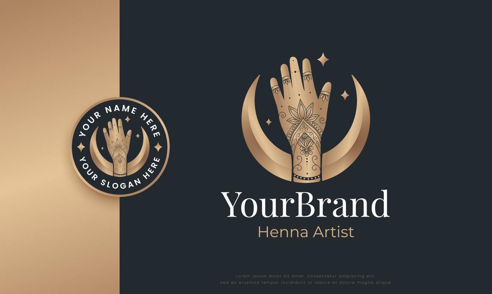 henna tattoo art logo design vector