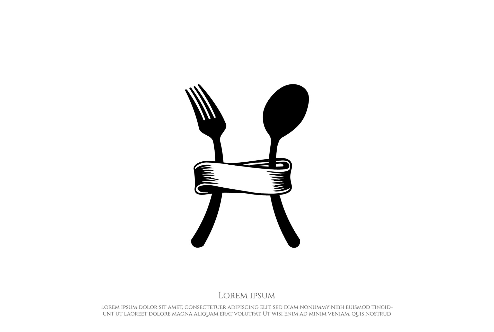 Spoon Fork with Belt Ribbon Measure for Diet Logo Design Vector 4431782