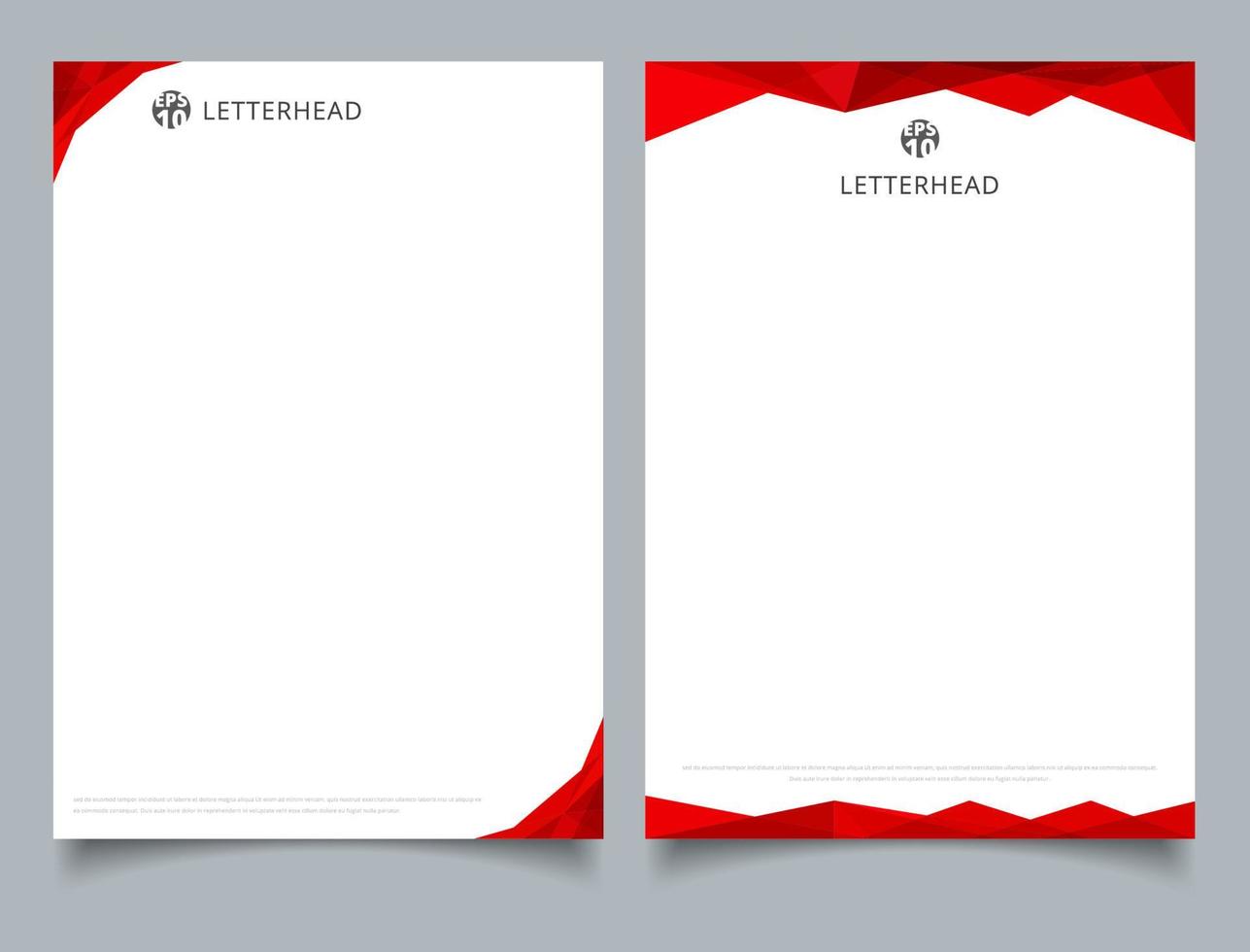 Abstract creative letterhead design template red color geometric triangle overlay on white background. vector