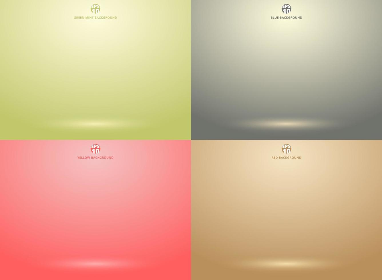 Set of studio room green, red, gray, brown background with lighting well use as Business backdrop vector