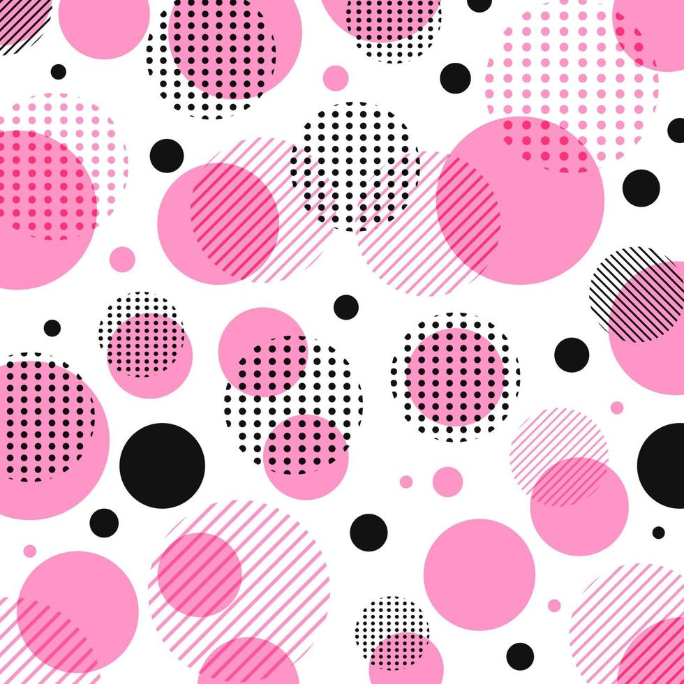 Abstract modern pink, black dots pattern with lines diagonally on white ...