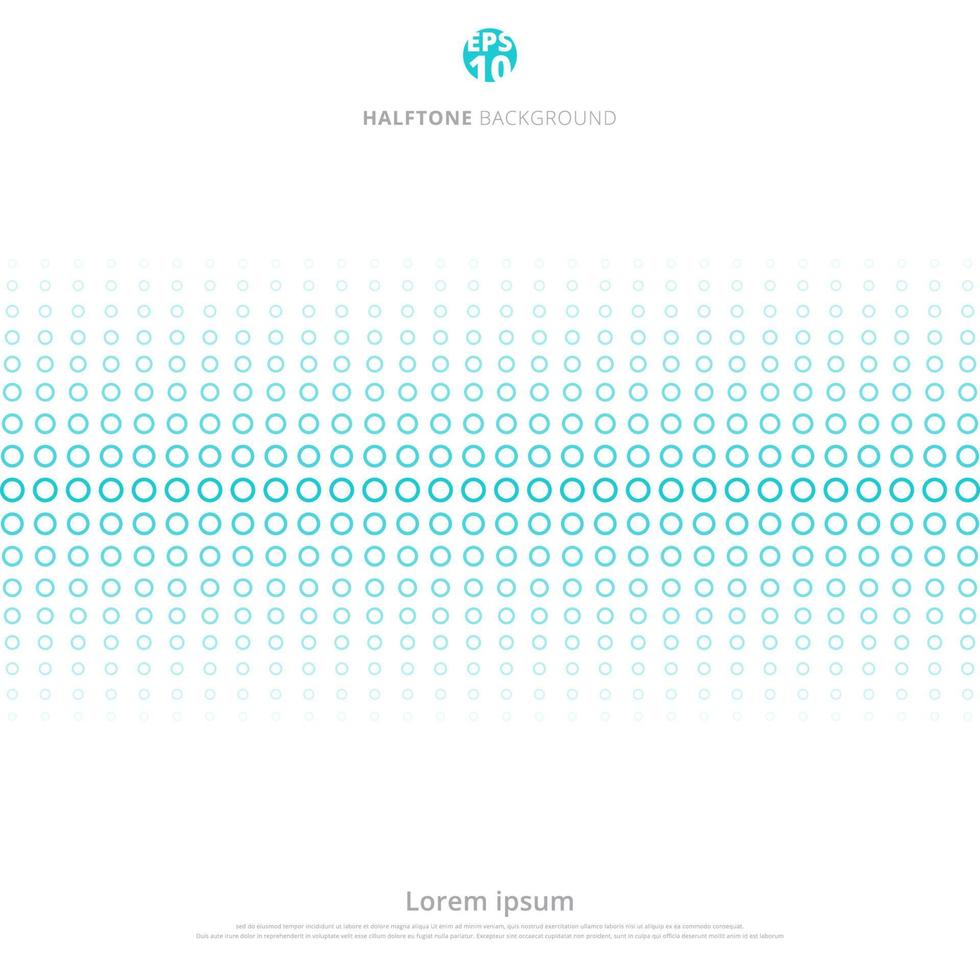 Abstract blue circles halftone. Donuts pattern background vector