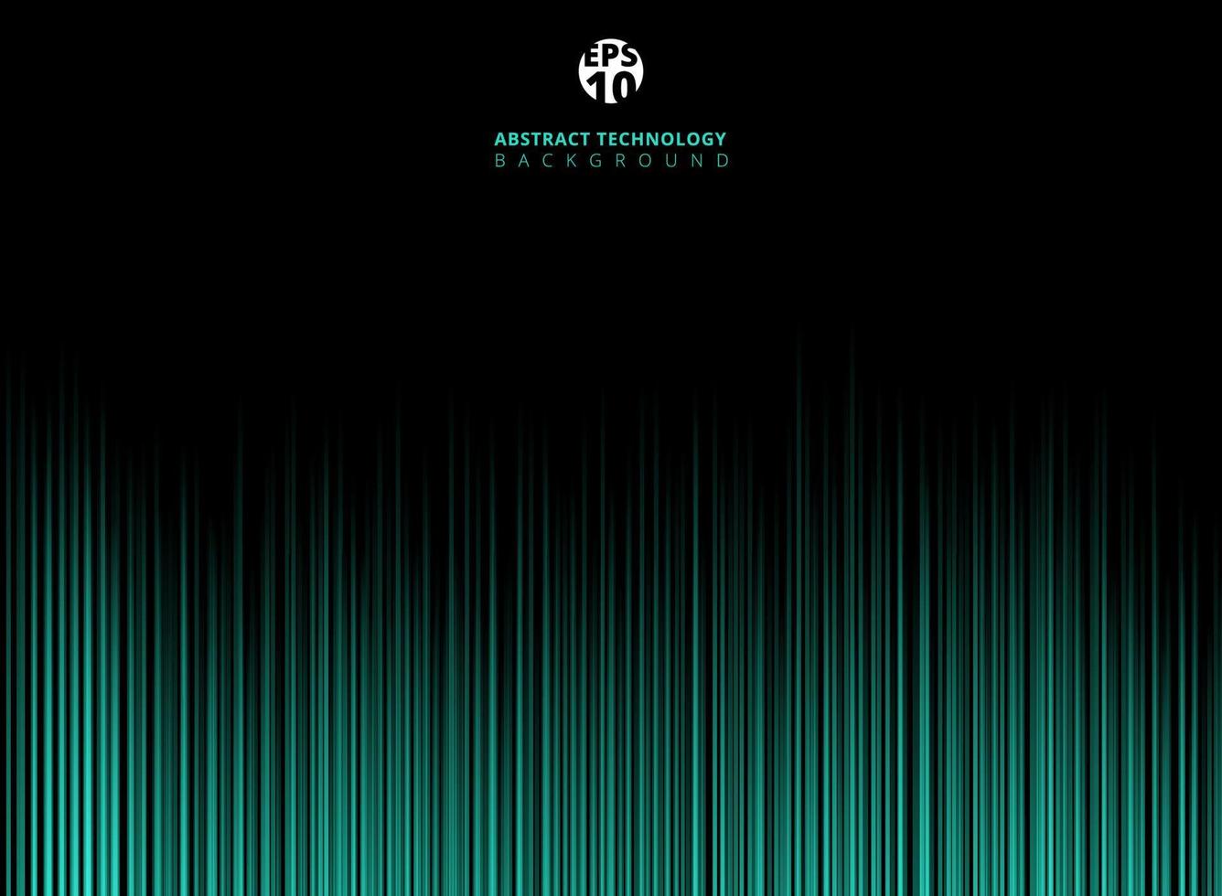 Abstract technology green light lazer lines vertical pattern on dark background. vector