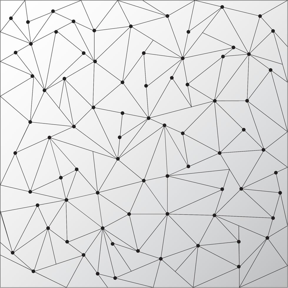 Abstract triangles outlines with dots connect on white background. Technology connection concept. vector