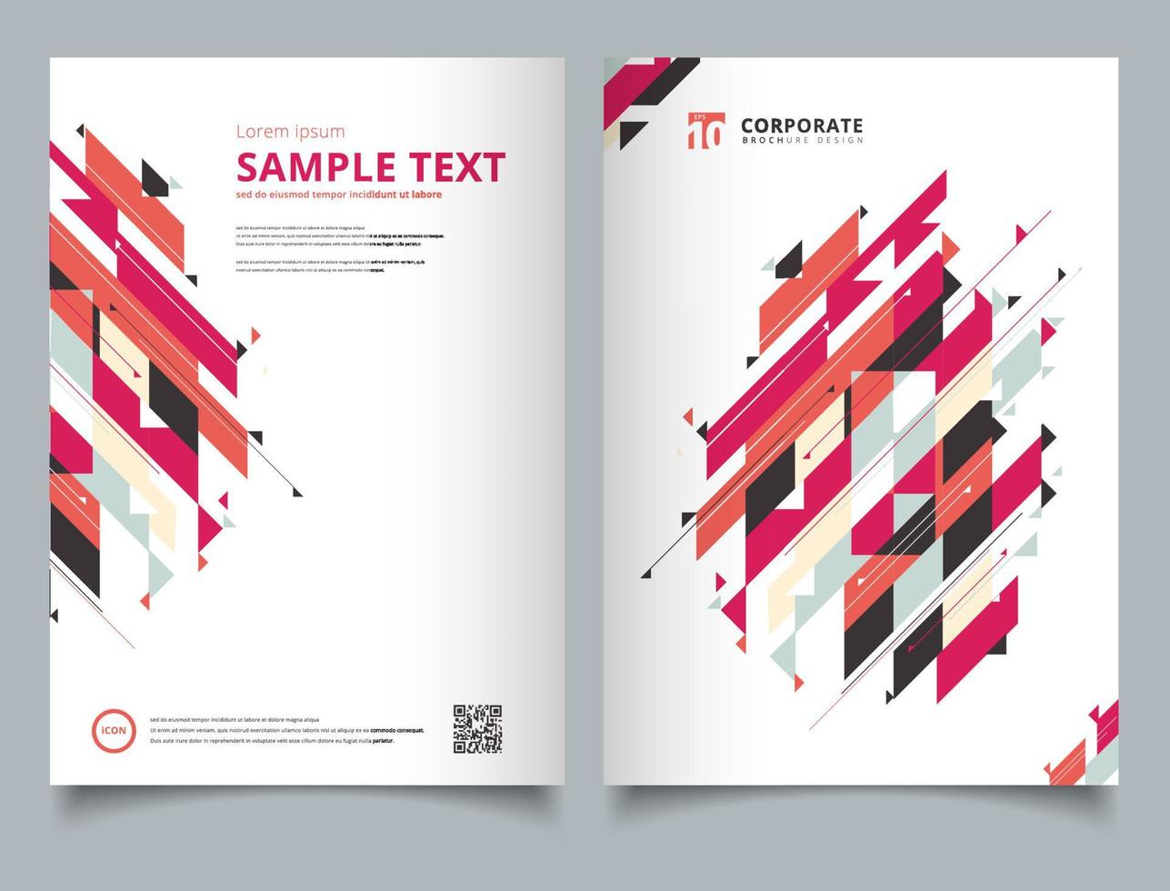 Brochure Template geometric modern diagonal and triangle element red tone color simple text. vector
