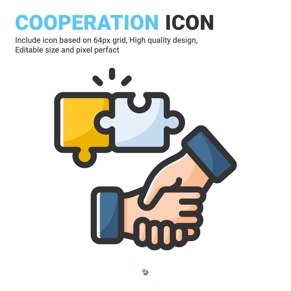 vector de icono de cooperación con estilo de color de contorno aislado sobre fondo blanco. ilustración vectorial concepto de icono de símbolo de signo de asociación para negocios, finanzas, industria, empresa, aplicaciones, web y proyecto