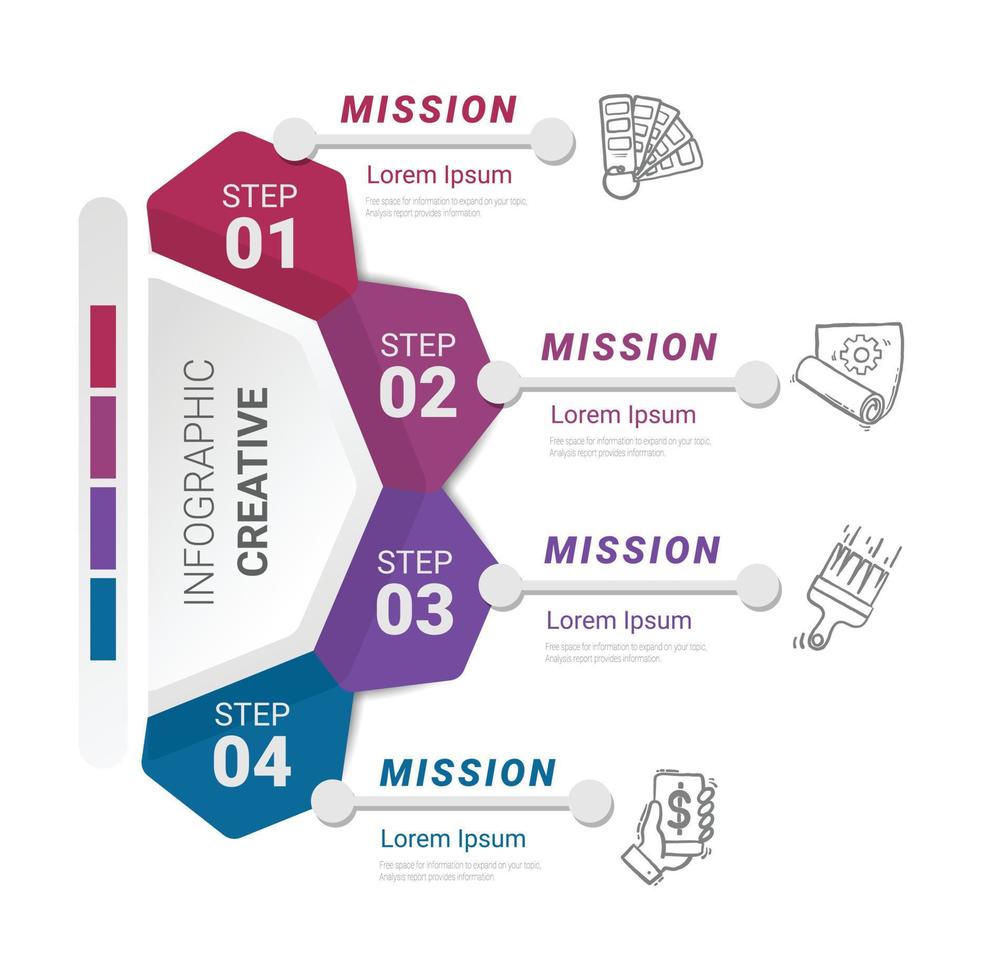 Abstract infographics number options template with 4 steps vector