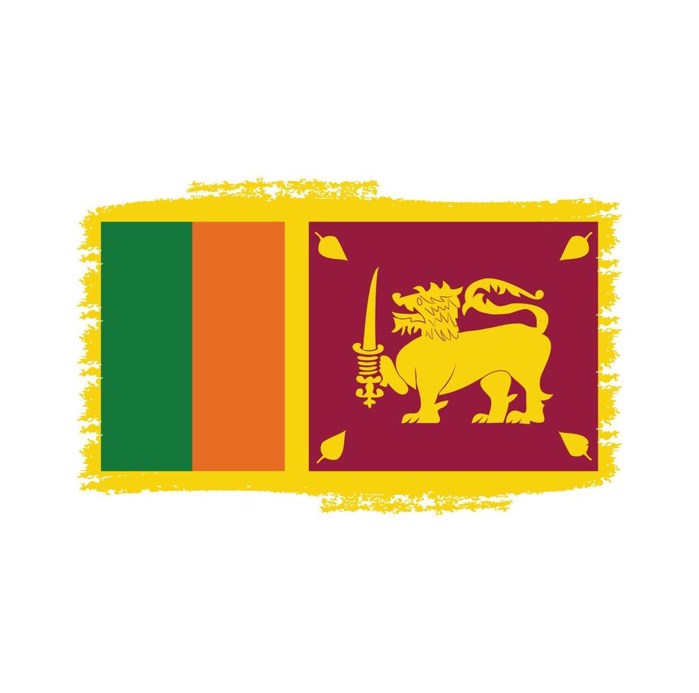 bandera de sri lanka con pincel pintado de acuarela vector