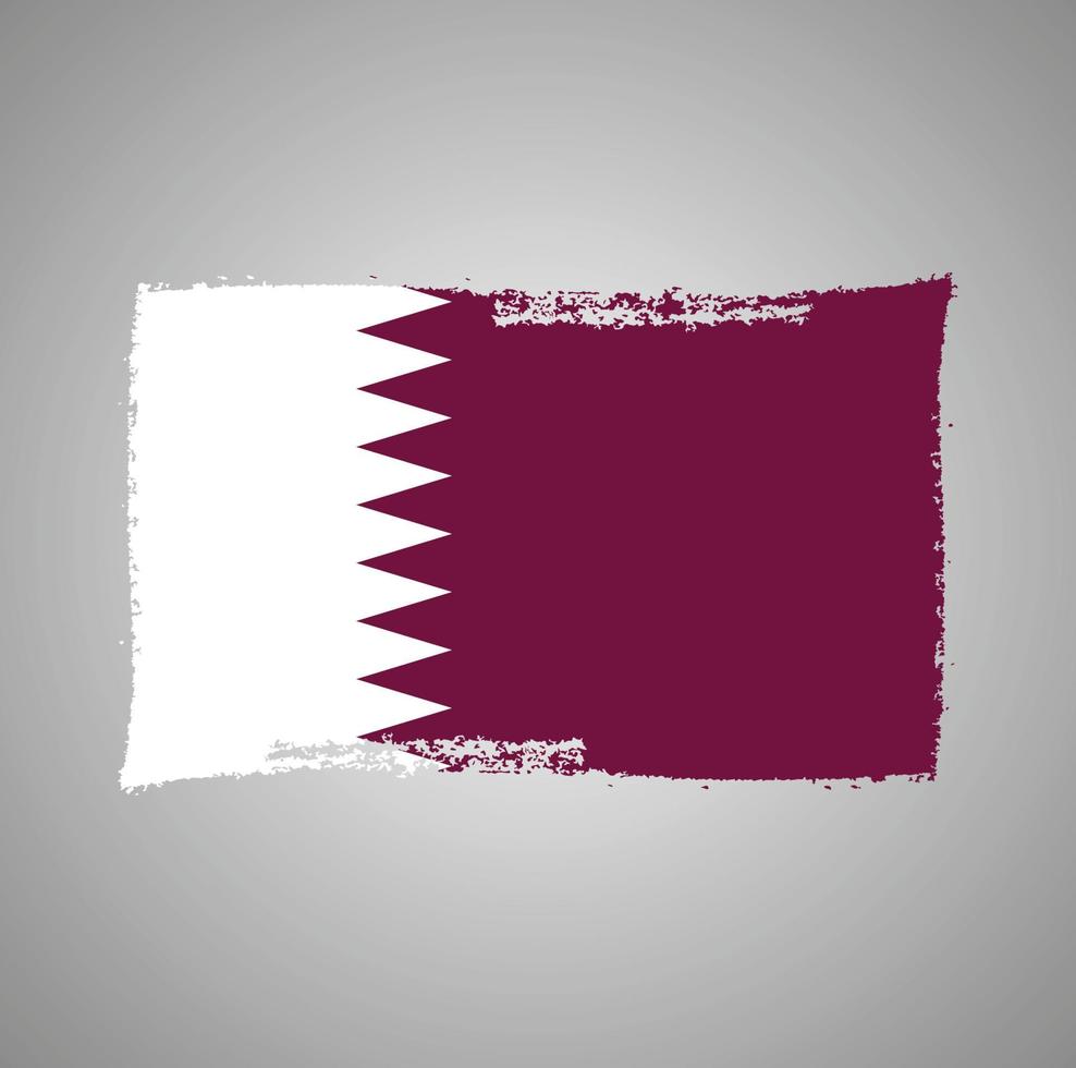 Qatar Flag With Watercolor Painted Brush vector