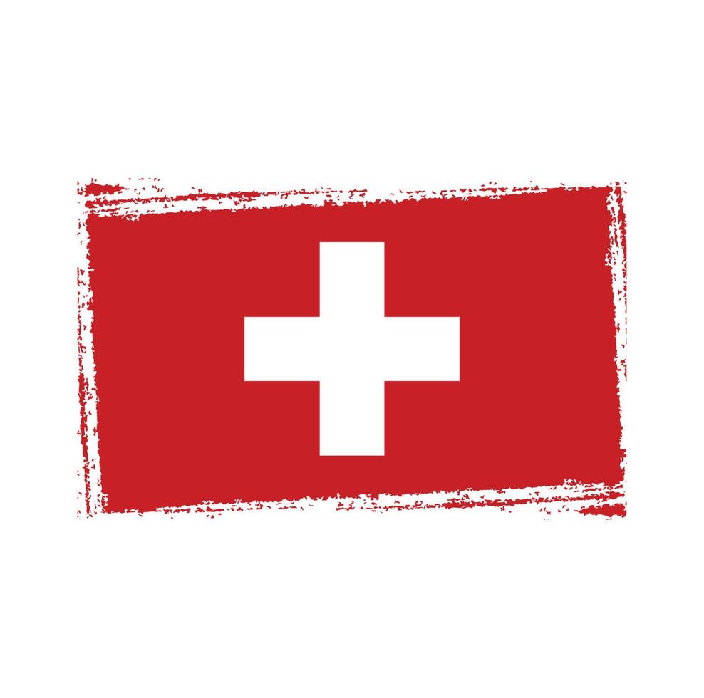 Switzerland Flag With Watercolor Painted Brush vector