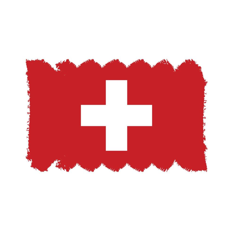 Switzerland Flag With Watercolor Painted Brush vector