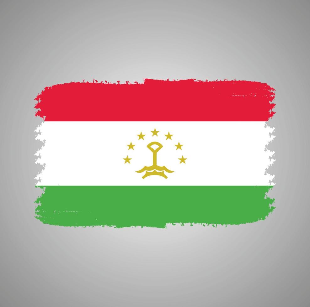 Tajikistan Flag With Watercolor Painted Brush vector