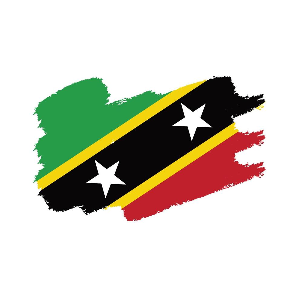 Saint Kitts and Nevis Flag With Watercolor Painted Brush vector