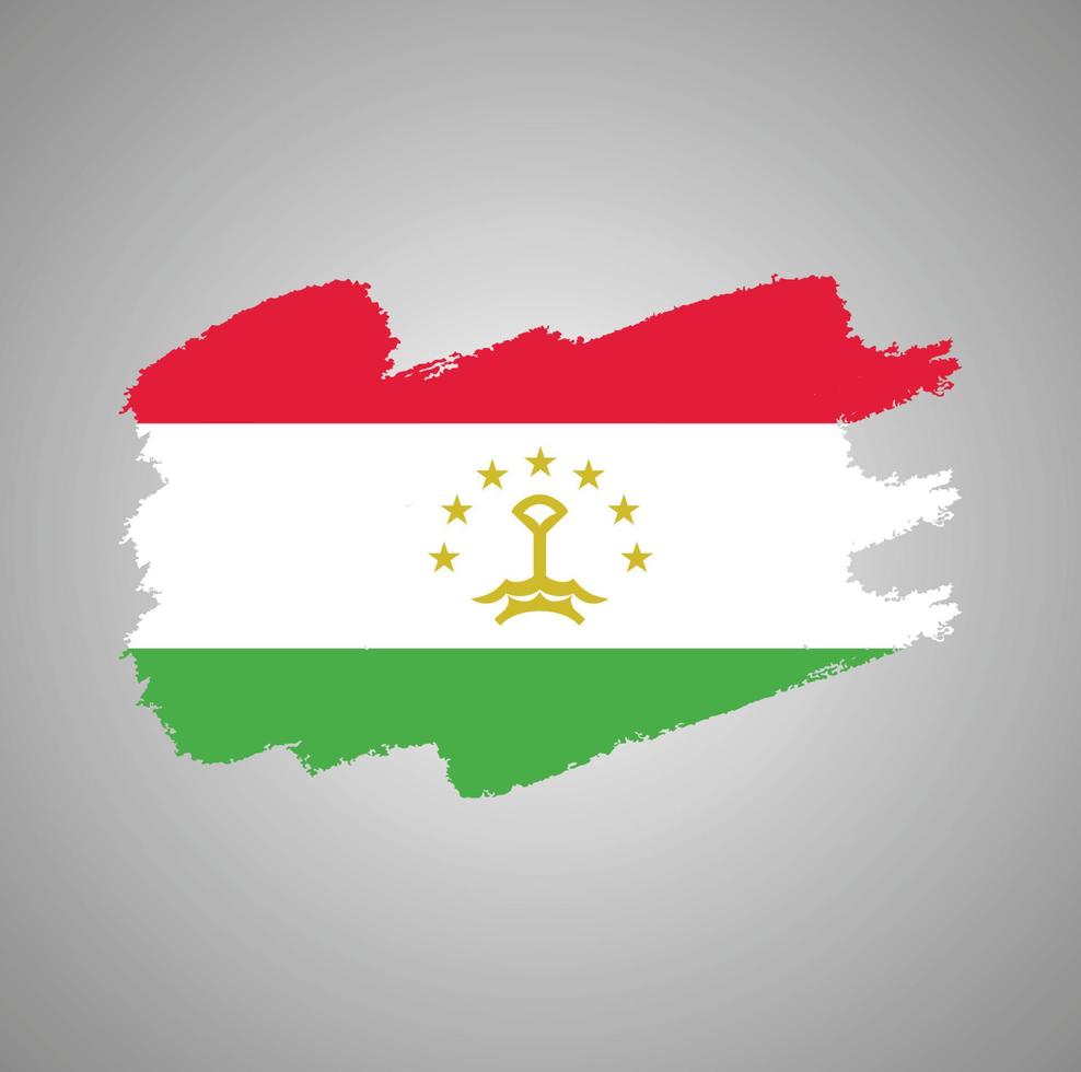 Tajikistan Flag With Watercolor Painted Brush vector