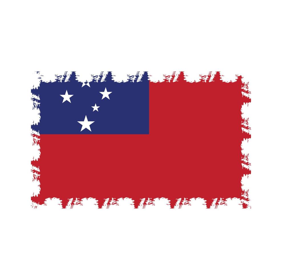 Samoa Flag With Watercolor Painted Brush vector