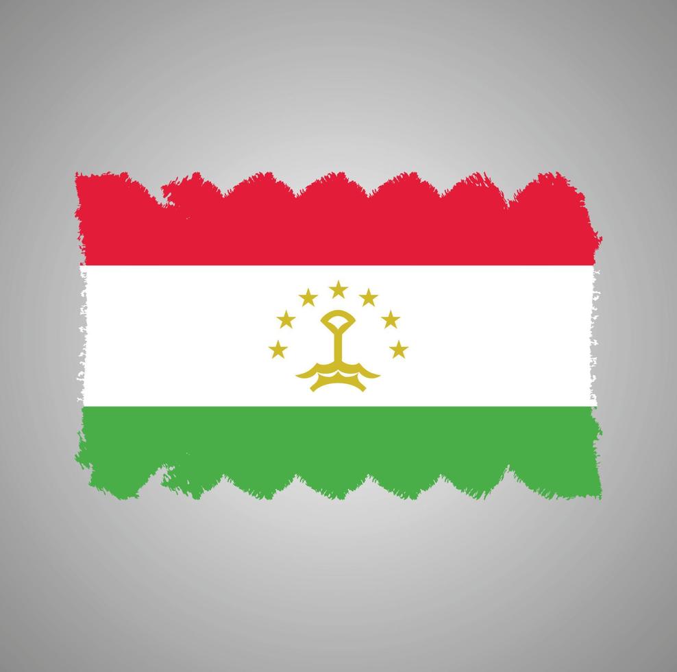 Tajikistan Flag With Watercolor Painted Brush vector