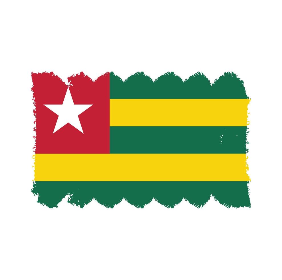 Togo Flag With Watercolor Painted Brush vector