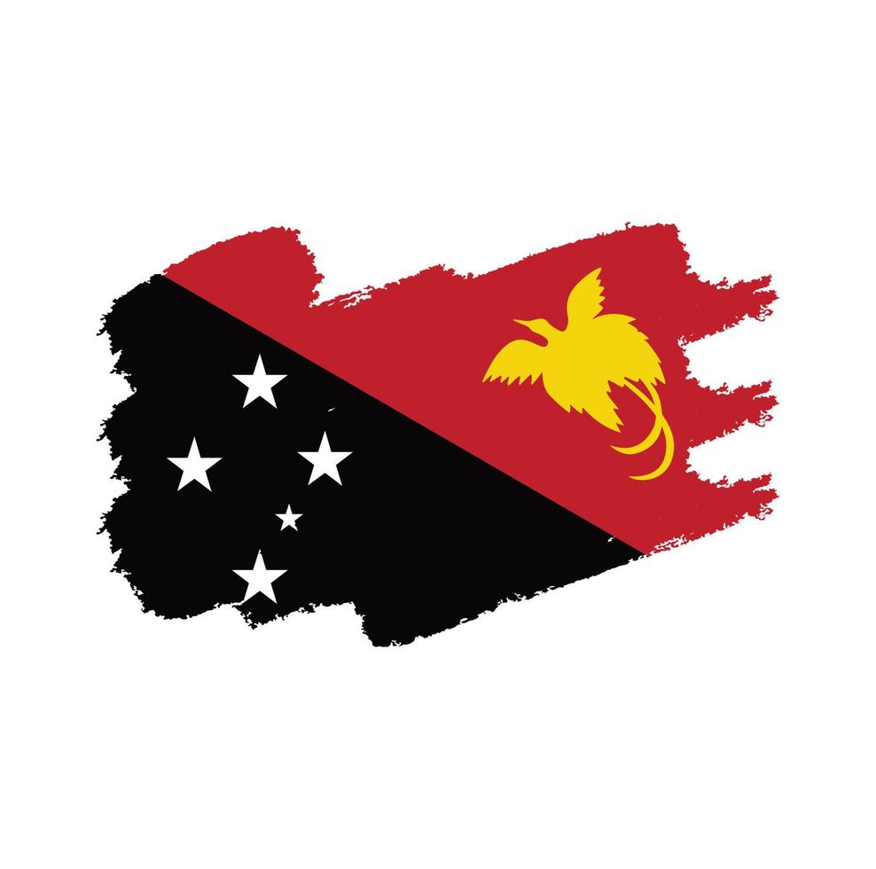 Papua Nugini Flag With Watercolor Painted Brush vector