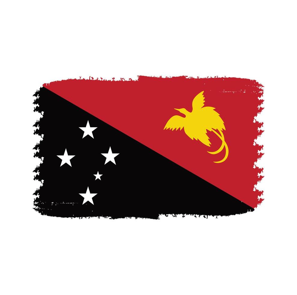 bandera de papua nugini con pincel pintado de acuarela vector