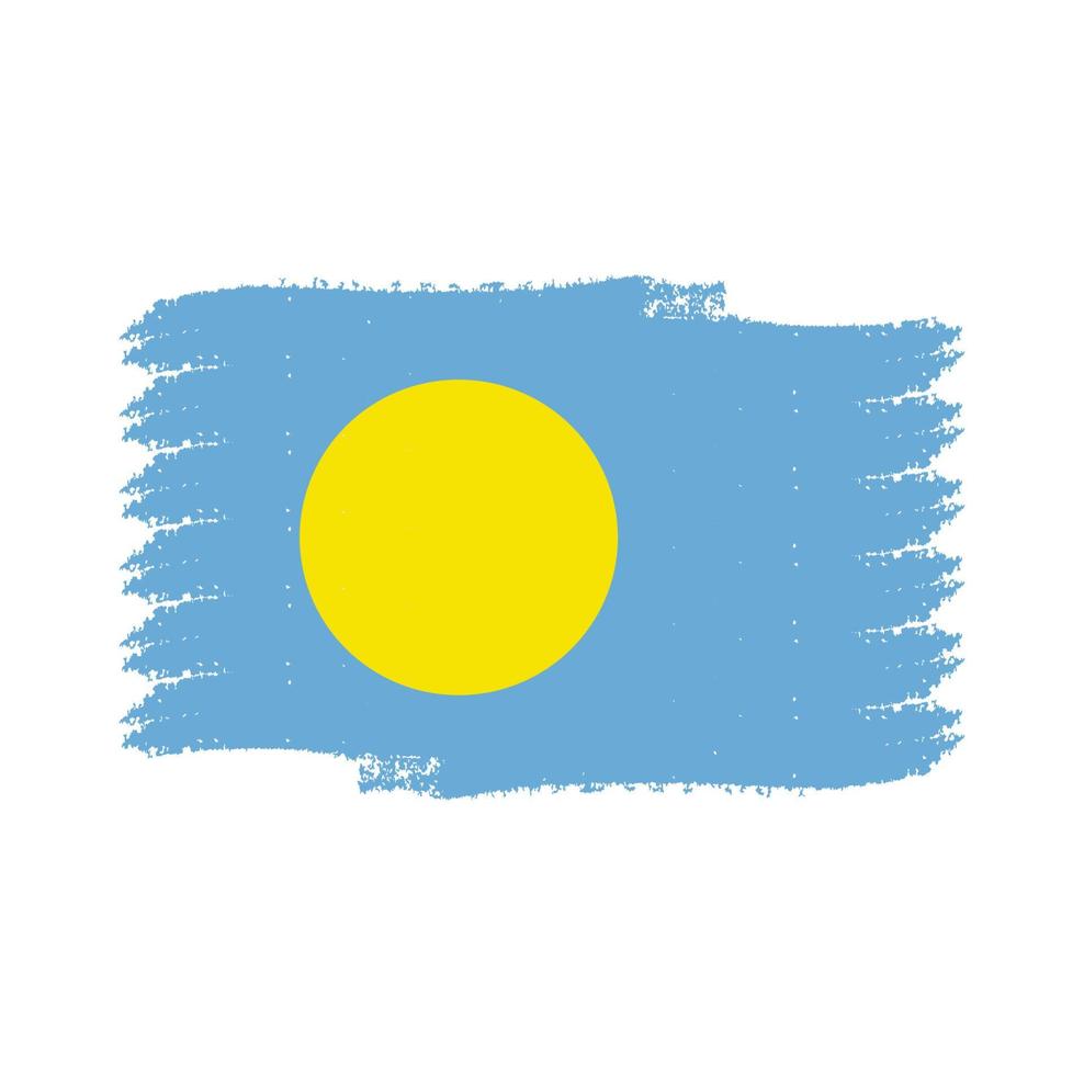 Palau Flag With Watercolor Painted Brush vector