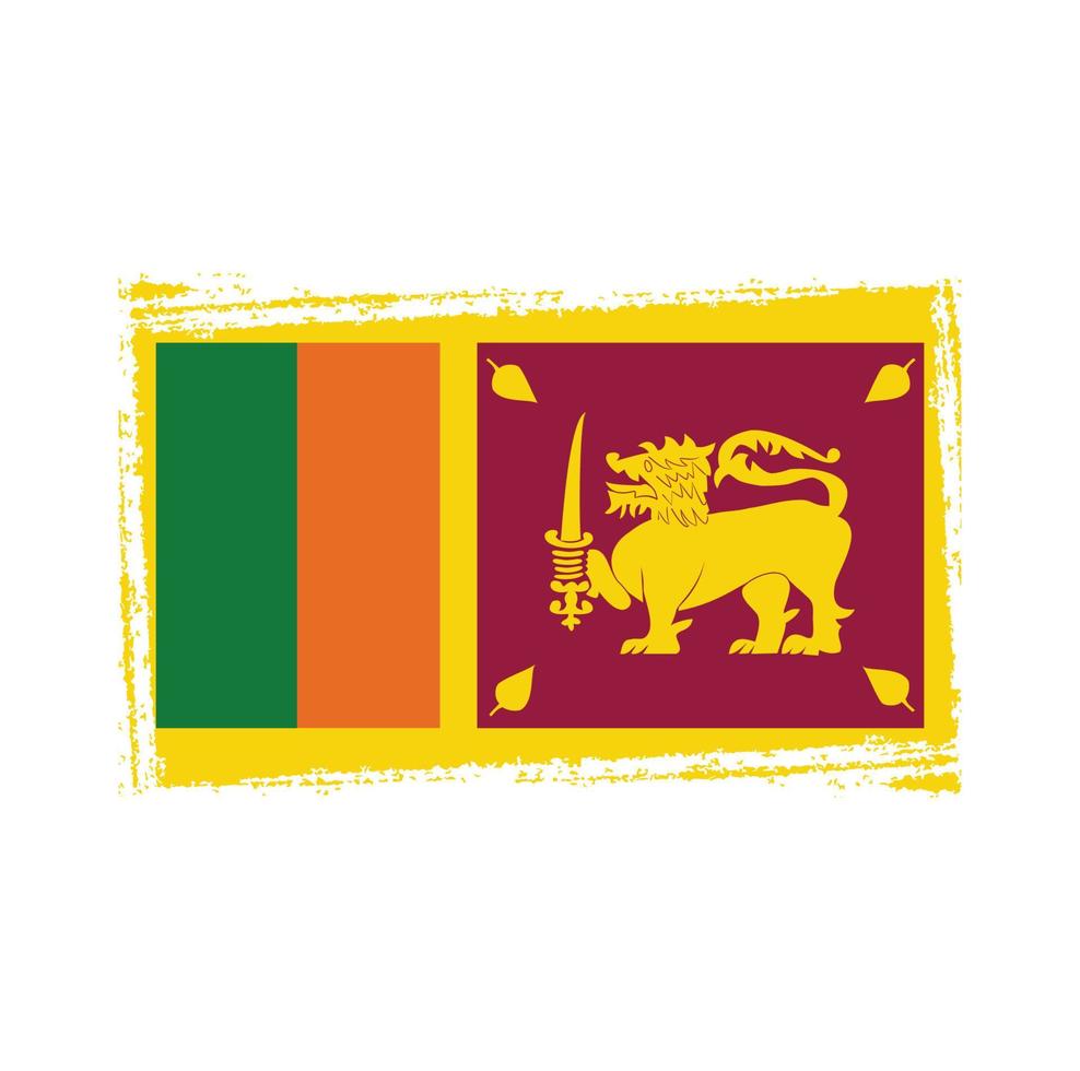 Sri Lanka Flag With Watercolor Painted Brush vector