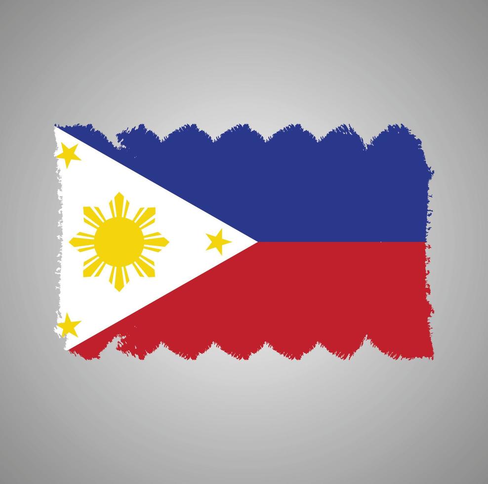 bandera de filipinas con pincel pintado de acuarela vector