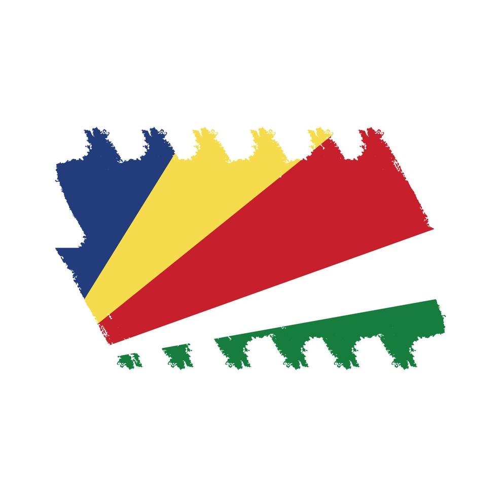 bandera de seychelles con pincel pintado de acuarela vector