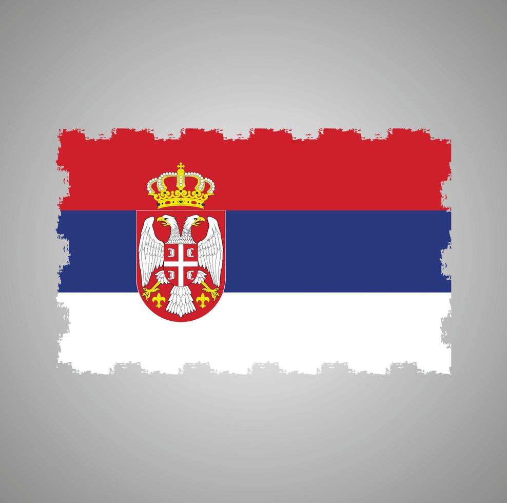 Serbia Flag With Watercolor Painted Brush vector