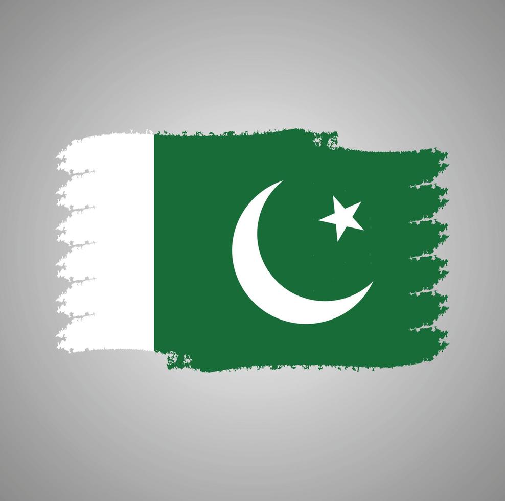 bandera de pakistán con pincel pintado de acuarela vector