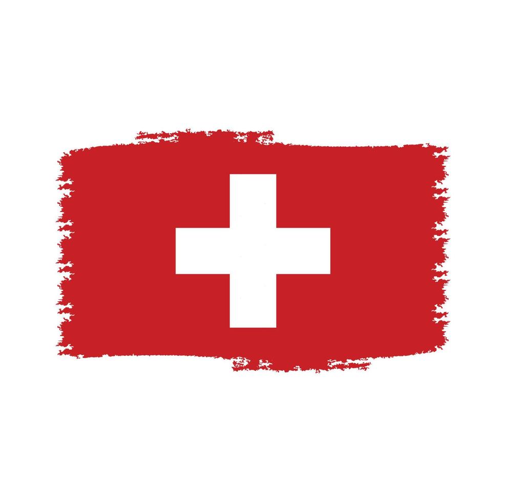 Switzerland Flag With Watercolor Painted Brush vector