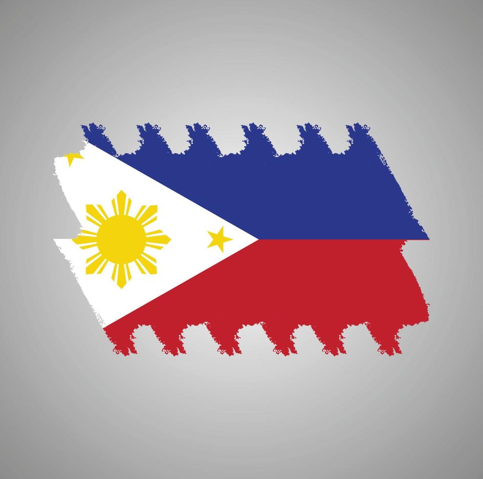bandera de filipinas con pincel pintado de acuarela vector