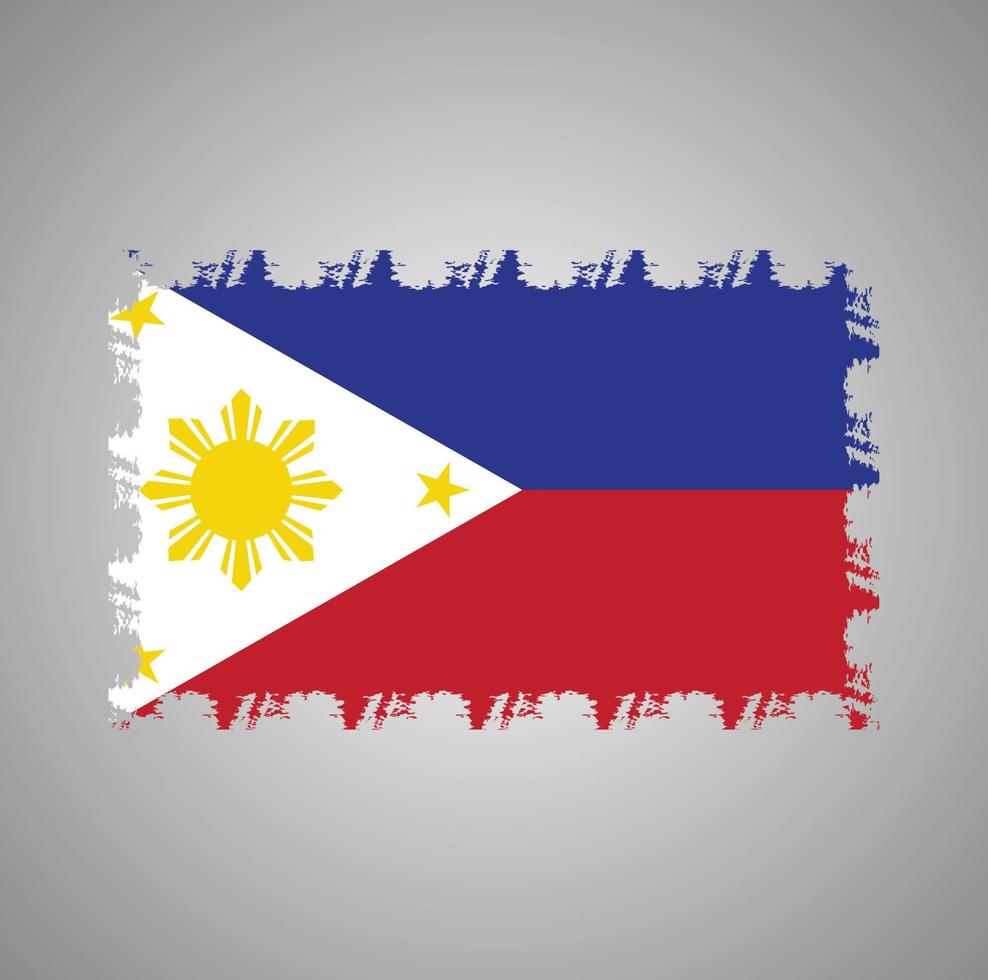 bandera de filipinas con pincel pintado de acuarela vector