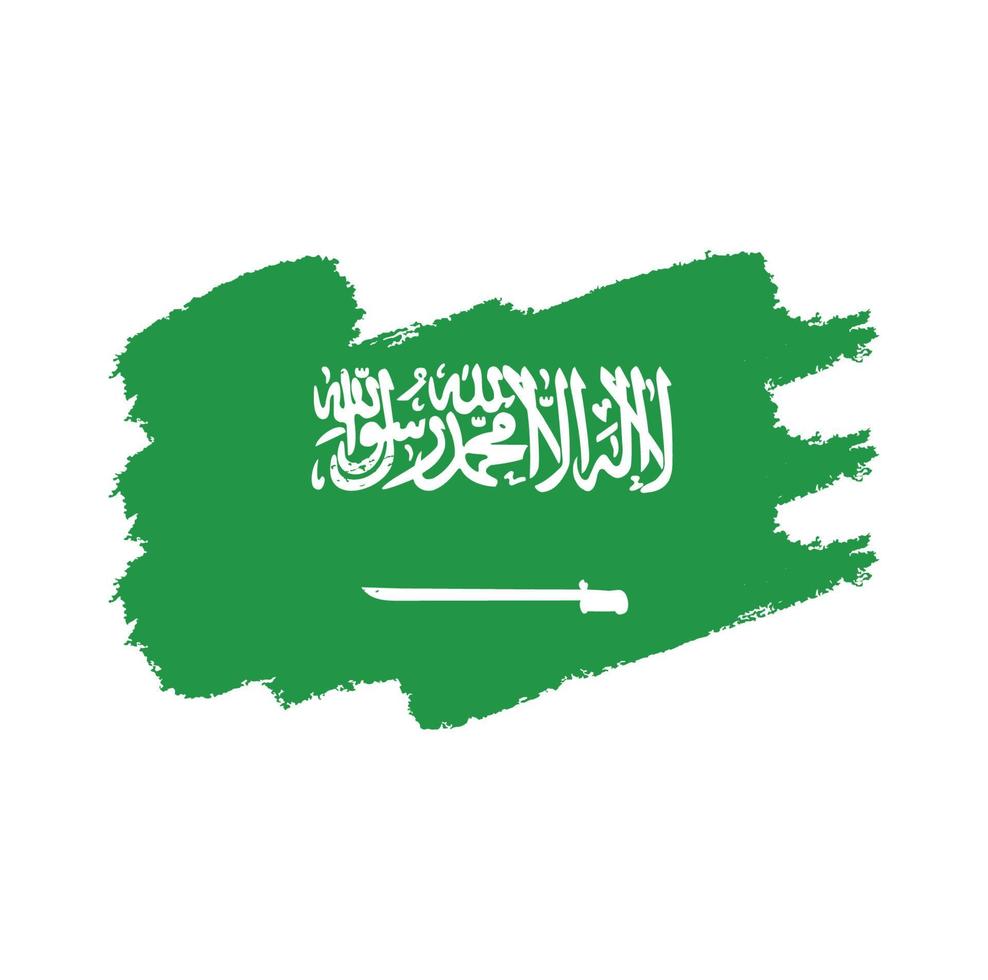 Arab Saudi Flag With Watercolor Painted Brush 4432482 Vector Art at ...