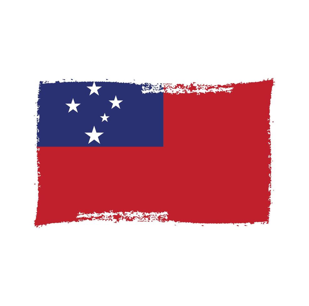 Samoa Flag With Watercolor Painted Brush vector