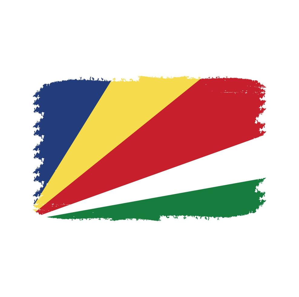 bandera de seychelles con pincel pintado de acuarela vector