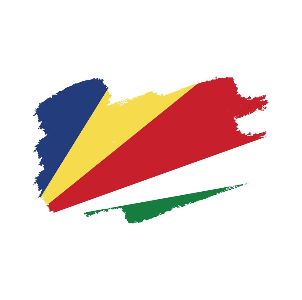 bandera de seychelles con pincel pintado de acuarela vector