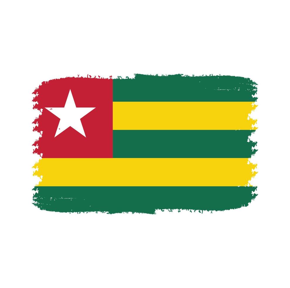 Togo Flag With Watercolor Painted Brush vector