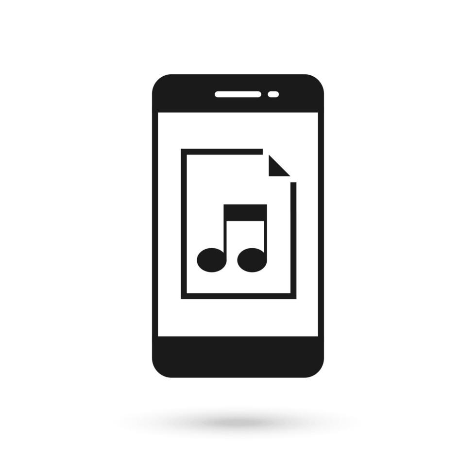 Mobile phone flat design with audio file sign. vector