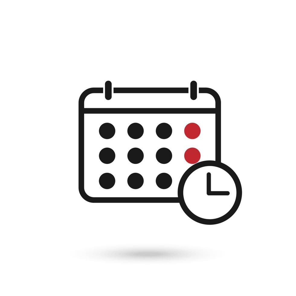 icono de calendario y reloj. horario, cita, concepto de fecha importante. vector