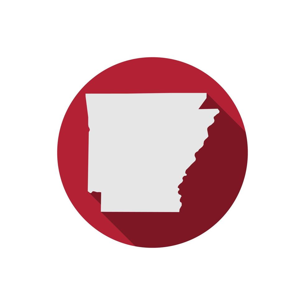 Arkansas state circle map with long shadow vector