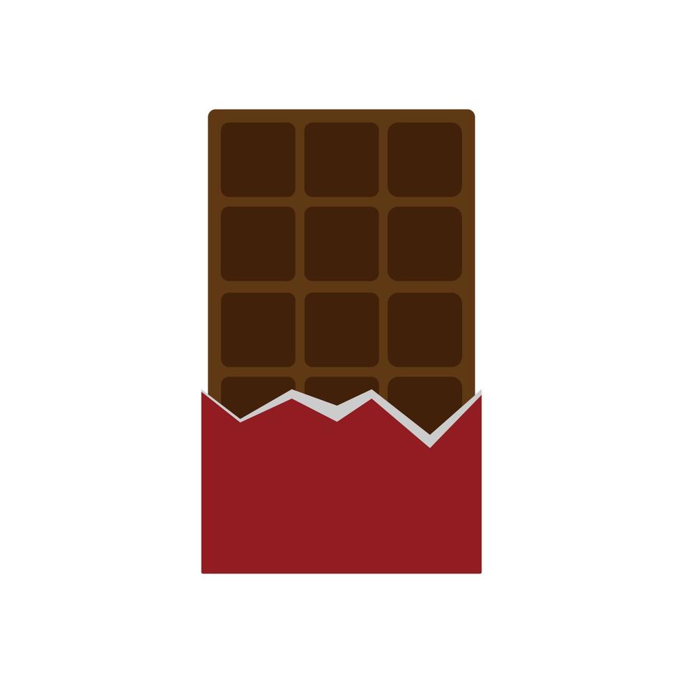 barra de chocolate de embalaje roto, diseño plano de color vector